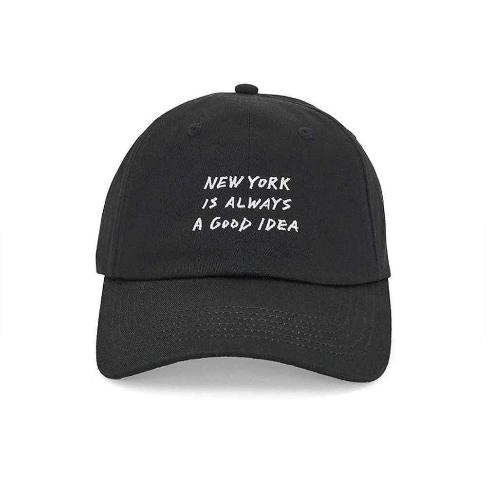 DKNY Black Cotton Cap with Graphic Text